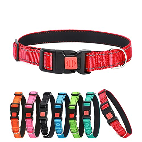 ABRRLO Hundehalsband Reflektierende Hund Halsband Verstellbare Nylon Hunde Halsbänder Pet Dog Collar for Kleine Mittel Große Hunde（Rot,M） von ABRRLO