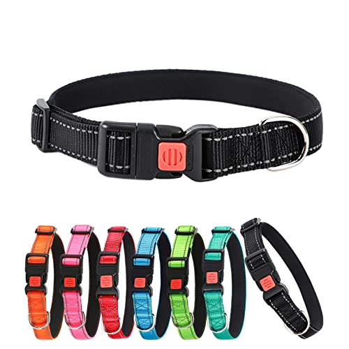 ABRRLO Hundehalsband Reflektierende Hund Halsband Verstellbare Nylon Hunde Halsbänder Pet Dog Collar for Kleine Mittel Große Hunde（Schwarz,S） von ABRRLO