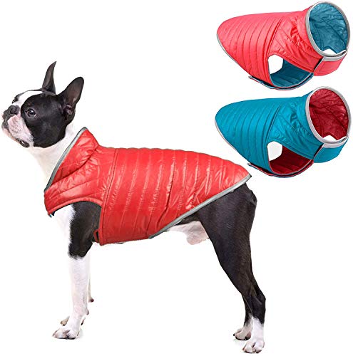 ABRRLO Hundejacke Winterweste Hundemantel wasserdichte Reflektierend Haustier Ärmellose Wende-Daunenjacke Warm Hunde Jacken Für Herbst Winter von ABRRLO