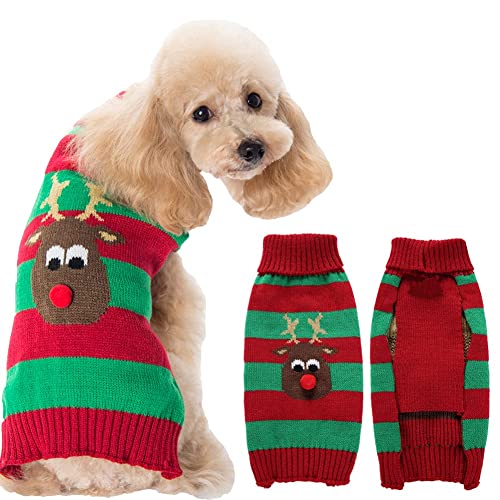 ABRRLO Weihnachten Hund Pullover Dog Sweater Hundepullover Haustier Hundepulli Warm Welpe Kleine Mittel Hunde (L, Hirsch-A) von ABRRLO