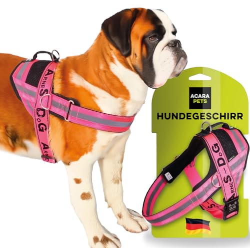 Hundegeschirr mit 3 Metallringankern zur Befestigung an der Brust oder Brust des Hundes, ohne den Hals des Hundes zu ersticken. (Rosa, XL) von ACARAPETS