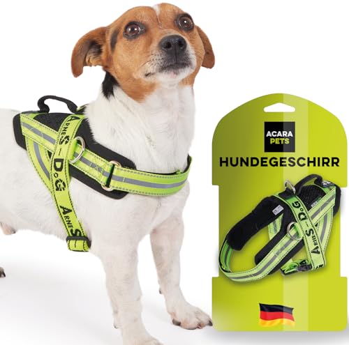 Hundegeschirr mit 3 Metallringankern zur Befestigung an der Brust oder Brust des Hundes, ohne den Hals des Hundes zu ersticken. (Gelb, XS) von ACARAPETS