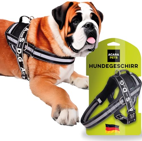 Hundegeschirr mit 3 Metallringankern zur Befestigung an der Brust oder Brust des Hundes, ohne den Hals des Hundes zu ersticken. (Schwarz, XL) von ACARAPETS