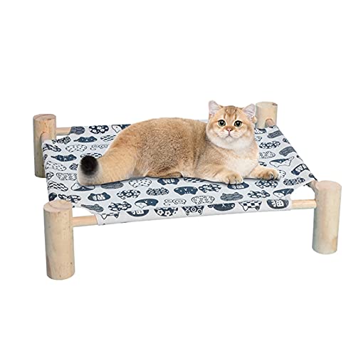 ACAREY Hochbett für Katzen, Campingbett, Katze, Hängematte, tragbar, für Katzen, abnehmbar und waschbar, Bett für Hunde, massives Holz, für Hunde und Katzen, klein und mittel, Hasengröße (A) von ACAREY