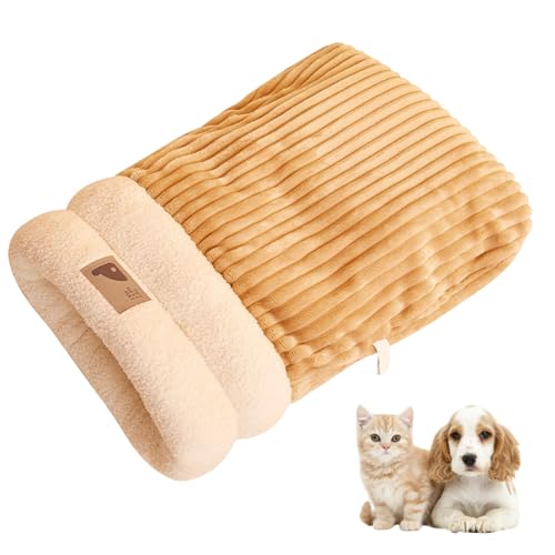 Cat Sleeping Bag, Generisch Katzenschlafsack Hundeschlafsack, Halbgeschlossenes Haustier Schlafbett, Haustierkuschelbett, Warmes Cat Winter Bed für Katzen und Kleine Hunde (44x37CM Braun) von ACAREY