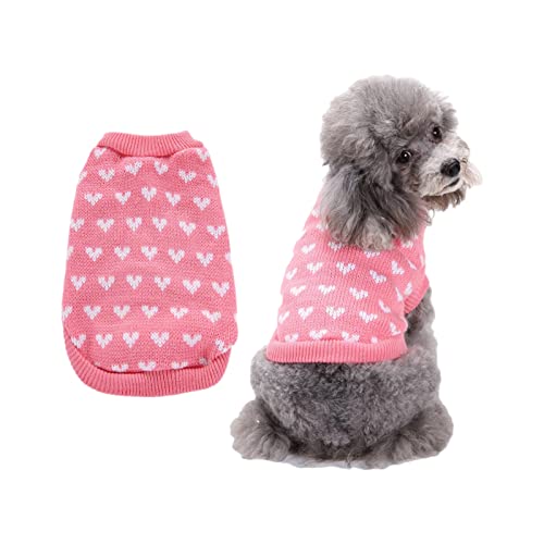 Hundepullover Strickwaren Pullover Haustier Warmer Pullover Winter Warmer Hund Katzenpullover Kleidung für klein mittelgroße Hunde, Rosa (S) von ACAREY