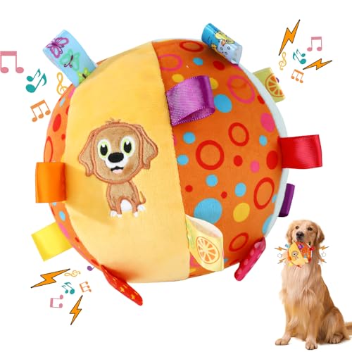 Hundespielzeug Ball, 15 cm Hundespielzeug Unzerstörbar mit Seil, Interaktives Wasserspielzeug Hund für mittelgroße und große Hunde, Hundeball für Outdoor, Indoor, Rasen, Schwimmen (Gelber Welpe) von ACAREY