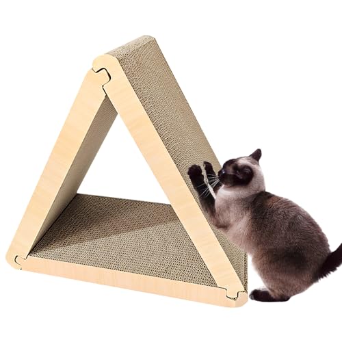 Kratzbrett Katzen, Dreieck förmige Kratzpappe für Katzen 41× 46× 23cm, Katzen Kratzmöbel aus Hochwertiger Karton für Wand und Ecke, Groß (Dreieck Form) von ACAREY