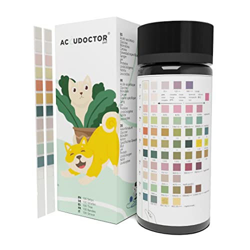 100 Test | Accudoctor Urintest für Hunde und Katzen 11 Parameter Glukose Ketone Proteine ​​pH Blut Haustier Urinanalyse Gesundheitstest Urin Test kit Gesundheit Pet Analyzer Urinanalyse Schnelltest von ACCUDOCTOR Check test