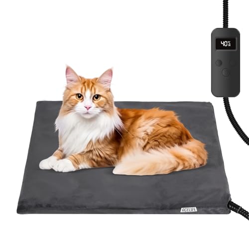 ACELIFE Haustier Heizkissen für Katze, Hund Heizmatte Timing & Temperatur Einstellbar Sicher Heizdecke Wärmematte Hundekissen Hundebett für Hundehütte Katzenhütte Kaninchen Haustier 45x45 cm von ACELIFE