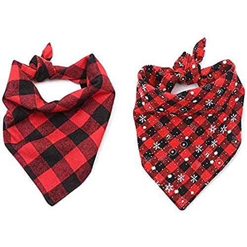 2 Stücke Weihnachten Haustier Bandanas Dreieck Haustier Lätzchen Plaid Hund Schal Halstuch Halsband für Weihnachten Haustier Kostüm Hundehalsband für Hund Puppy Katze Haustier (M) von ACMEDE