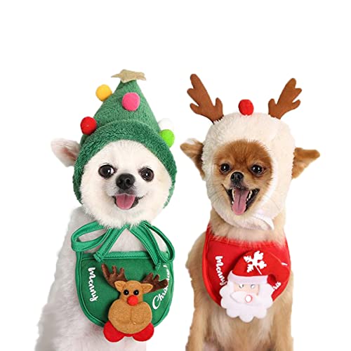 ACMEDE Haustier Hund Katze Weihnachten Kostüme, Haustier Katze Weihnachten Santa Claus Mantel Kostüm mit Hut, Party Holiday Dress Up Pet Bekleidung für Katzen Kleine Hunde (S, 2er - Set) von ACMEDE