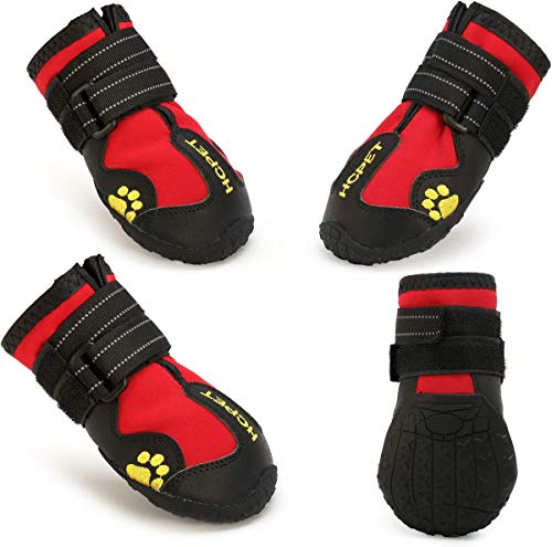 ACMEDE Hundeschuhe, 4er-Set Stoff PU-Leder wasserdicht Schützen Sie Schuhe für Hunde Outdoor-Sport Nicht zu verletzen (6#) von ACMEDE