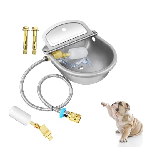 Großer Trinkwassernapf für Tiere, Hunde, Pferde, Ziegen, Schweine, Kühe, automatischer Edelstahl-Tränkenapf, Viehwassernapf mit Schwimmerventil, Schlauchadapterschrauben 2pcs von ACNMGDF