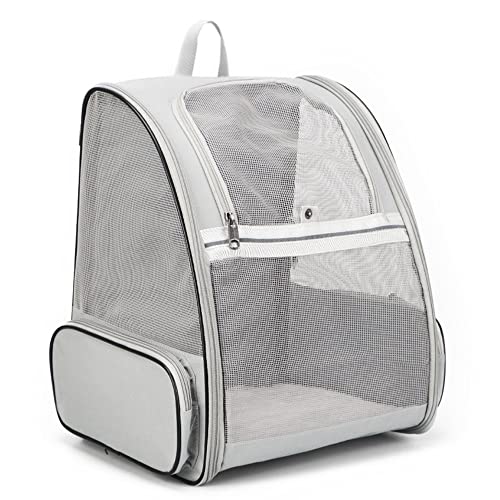 Atmungsaktierbarer Pet Cat Carrier Rucksack Große Kapazität Katzenhunde Tragen Beutel Klapptierkiste Tragbare Außenreisen Haustier Träger,Light Gray von ACSUZ