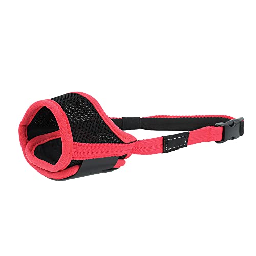 Atmungsaktiver Mesh Maulkorb Für Hunde Verstellbar Gegen Bellen Hundemundmaske Abdeckung Stop Chew Pflege Hundemaulkörbe Training,Rot,XL von ACSUZ