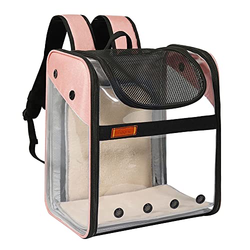 Haustier Rucksack Ausleitbares Tragetasche Transparentes Netz Atmungsaktiver Rucksack Für Katzen Hunde Haustier Transporttasche,Rosa von ACSUZ