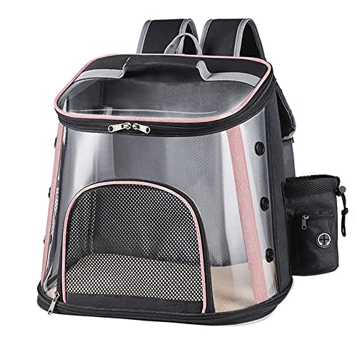 Haustier-Tragetasche Für Hunde Atmungsaktiv Transparent Für Welpen Katzen Rucksack Reisekäfig Transporttasche Für Welpen,Rosa,L von ACSUZ