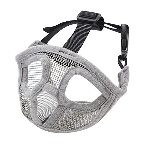 Haustierhund Maulzeln Verstellbare Atmungsaktive Hunde Mund Abdeckung Anti Rinde Biss Mesh Hunde Mund Mündung Maske Für Französische Bulldogge,Grau,XS von ACSUZ