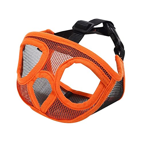 Haustierhund Maulzeln Verstellbare Atmungsaktive Hunde Mund Abdeckung Anti Rinde Biss Mesh Hunde Mund Mündung Maske Für Französische Bulldogge,Orange,L von ACSUZ