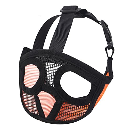 Haustierhund Maulzeln Verstellbare Atmungsaktive Hunde Mund Abdeckung Anti Rinde Biss Mesh Hunde Mund Mündung Maske Für Französische Bulldogge,Orange Black,L von ACSUZ