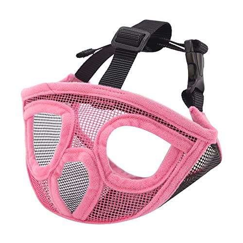 Haustierhund Maulzeln Verstellbare Atmungsaktive Hunde Mund Abdeckung Anti Rinde Biss Mesh Hunde Mund Mündung Maske Für Französische Bulldogge,Rosa,L von ACSUZ