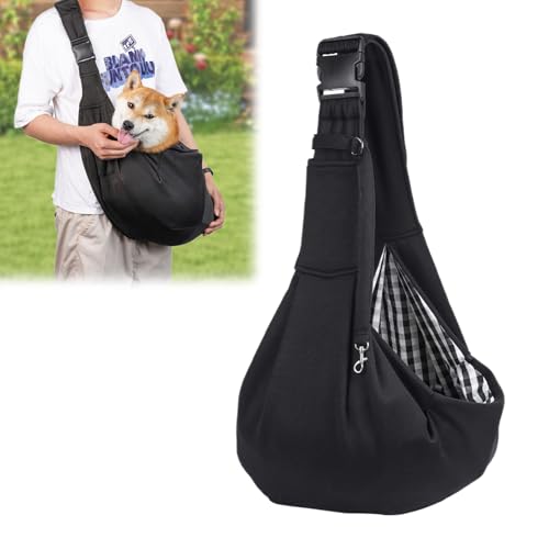 ACTOYS Umhängetasche für Haustiere, Einstellbar Pet Tragetuch für Hund, Reversibel Kleine Hundetrage bis 7KG, Tragetasche Hund, Hundetragetasche für Spaziergänge und Aktivitäten im Freien (Schwarz) von ACTOYS