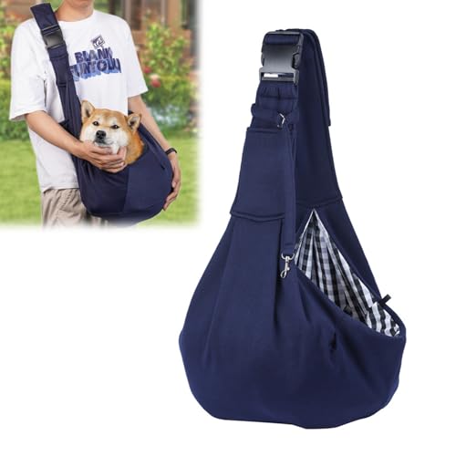 ACTOYS Umhängetasche für Haustiere, Einstellbar Pet Tragetuch für Hund, Reversibel Kleine Hundetrage bis 7KG, Tragetasche Hund, Hundetragetasche für Spaziergänge und Aktivitäten im Freien (Dunkelblau) von ACTOYS