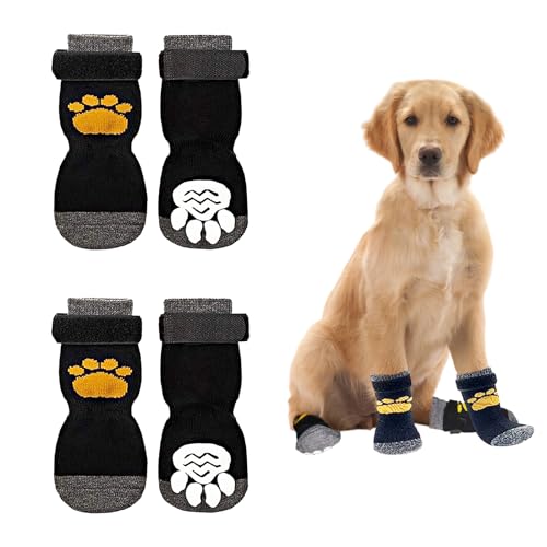 ACTOYS Hundesocken Anti Rutsch, 2 Paar Hundesocken, mit Verstellbaren Klettverschlüssen, Outdoor Hundeschuhe Pfotenschutz, Pfotenschutz Hund Socken für Kleine Mittlere und Große Hunde L von ACTOYS