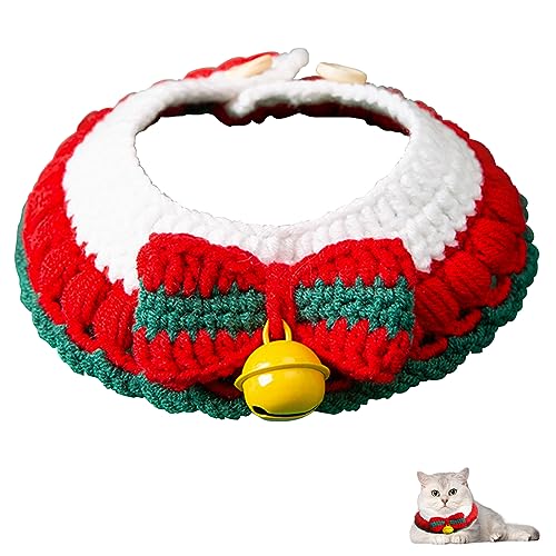 Weihnachts-Haustierhalsband, ACTOYS Weihnachts-Katzenhalsband, Weihnachts-Hundehalsband, Verstellbare Baumwolle, Rote Fliege, Schleife Stricken Katzenhalsband für Kleine, Mittelgroße, Haustiere von ACTOYS