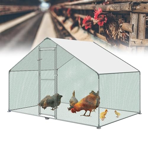 ACXIN Hühnerstall 3 x 2 x 2m Freilaufgehege Hühnerstall Tür mit Schloss Hühnerhaus Verzinkter Stahlrahmen Beschichtetes PE-Schattendach für Hühnerkäfig Geflügelstall Vogelkäfig Kleintiere von ACXIN