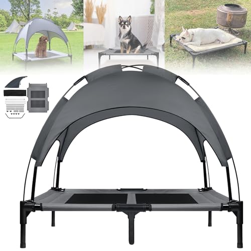 ACXIN Hundebett mit Baldachin, Hundeliege Katzenbett Outdoor Haustierbett Hundesofa Schlafplatz mit Erhöhtes, Atmungsaktiv und Taftstoff bis 50 kg (L, 92x76x92 cm) von ACXIN