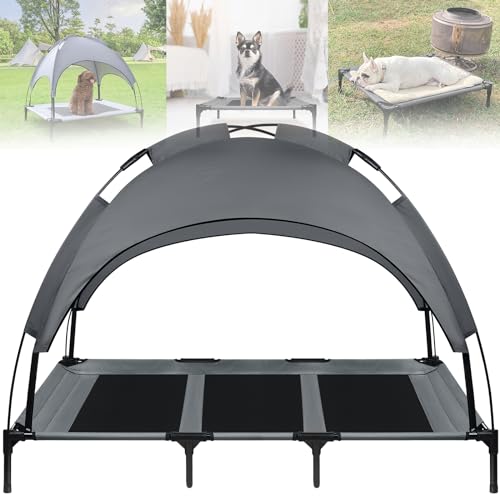 ACXIN Hundebett mit Baldachin, Hundeliege Katzenbett Outdoor Haustierbett Hundesofa Schlafplatz mit Erhöhtes, Atmungsaktiv und Taftstoff bis 60 kg (XL, 122x92x102 cm) von ACXIN