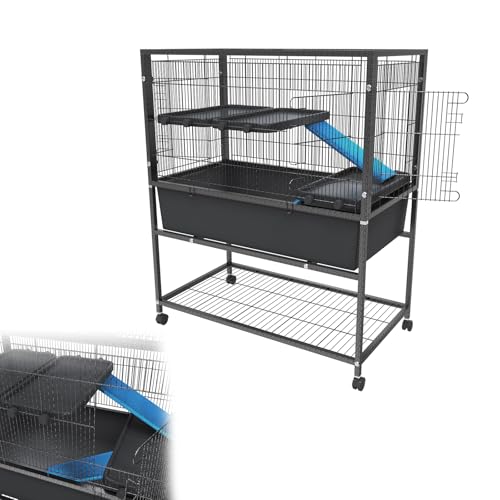 ACXIN Kleintierkäfig 88x48x102 cm, Hamsterkäfig Rattenkäfig, Nagerkäfig, Kaninchenstall mit Rollen, Sicherheitsverschluss, 3 Plattformen, 2 Rampen mit Stoffbezug – Einzeletage ACXIN Kleintierkäfig 88x48x102 cm, Hamsterkäfig Rattenkäfig, Nagerkäfig, Kaninchenstall mit Rollen, Sicherheitsverschluss, 3 Plattformen, 2 Rampen mit Stoffbezug – Einzeletage von ACXIN
