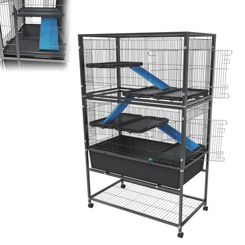 ACXIN Kleintierkäfig 88x48x150 cm, Hamsterkäfig Rattenkäfig, Nagerkäfig, Kaninchenstall mit Rollen, Sicherheitsverschluss, 6 Plattformen, 4 Rampen mit Stoffbezug – Doppelt ACXIN Kleintierkäfig 88x48x150 cm, Hamsterkäfig Rattenkäfig, Nagerkäfig, Kaninchenstall mit Rollen, Sicherheitsverschluss, 6 Plattformen, 4 Rampen mit Stoffbezug – Doppelt von ACXIN