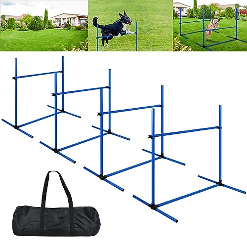 ACXIN Pet Agility-Training Hurdle 4 Stück, Hundetraining Zubehör Hürdenset mit Tragetasche, Einfach zu Transportierendes Haustier-Hürden-Trainings-Set (104x70x101cm), Blau von ACXIN