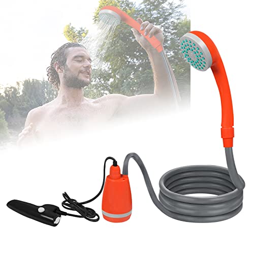 ACXIN Tragbare Campingdusche mit Pumpe - 2m Camping Dusche Set für Garten Strand Camping Reisen Autowäsche Haustier Baden Pflanzen Bewässerung, Orange von ACXIN