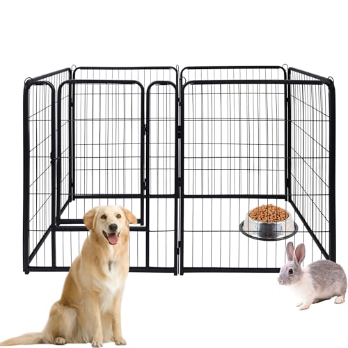 ACXIN Welpenauslauf Freigehege für Hund Faltbar 6 Gitter Tierlaufstall mit Tür 65x80cm Hundelaufstall Innen/Außenbereich, Mattschwarz von ACXIN