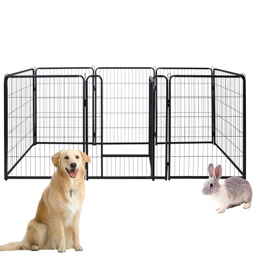 ACXIN Welpenauslauf Freigehege für Hund Faltbar 8 Gitter Tierlaufstall mit Tür 65x80cm Hundelaufstall Innen/Außenbereich, Mattschwarz von ACXIN