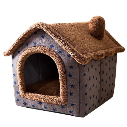 Faltbares Katzenbett, Haustier-Hundehaus, Katzenhaus, schlafender Hundezwinger, abnehmbares wärmendes Nest, geschlossenes Zelt, Höhle, Sofa, Heimtierbedarf (Color : Coffee House, Size : S(30x36x31cm von AD-BCrbgen