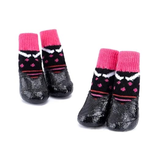 Haustier Hund wasserdichte Schuhe Anti-rutsch Regen und Schnee Stiefel Dicken Boden Warme Schuhe Kätzchen Welpen Hund Socken Stiefel Nette (Color : A3 Pink, Size : L) von AD-BCrbgen