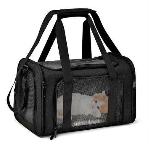 Katzentragetasche, Haustier-Hundetrage, Haustier-Reisetrage, Katzen-Reisetrage, leicht, atmungsaktiv, for mittelgroße Katzen, kleine Katzen, Hunde, Katzen-Hunde-Rucksack, Haustier-Tragetasche(Black,L von AD-BCrbgen