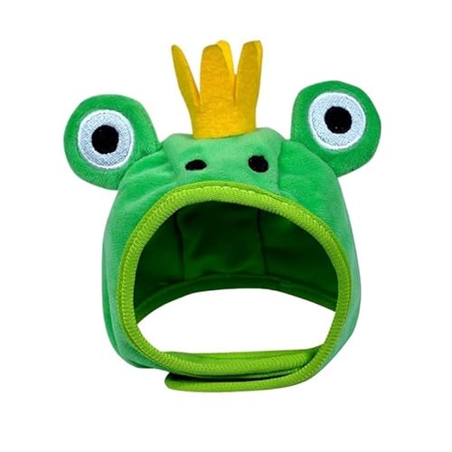 Lustige Mütze for Katze, niedliche Krabbe, Haustiermütze, Welpe, Katze, Kostüm, Weihnachten, warme Kopfbedeckung, Hundemützen, schöner Stil (Color : Crown Frog, Size : M) von AD-BCrbgen