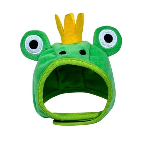 Lustige Mütze for Katze, niedliche Krabbe, Haustiermütze, Welpe, Katze, Kostüm, Weihnachten, warme Kopfbedeckung, Hundemützen, schöner Stil (Color : Crown Frog, Size : S) von AD-BCrbgen