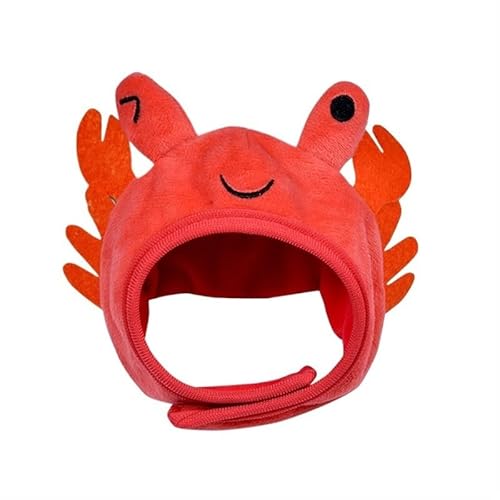 Lustige Mütze for Katze, niedliche Krabbe, Haustiermütze, Welpe, Katze, Kostüm, Weihnachten, warme Kopfbedeckung, Hundemützen, schöner Stil (Color : Lobster, Size : S) von AD-BCrbgen