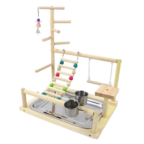 Papageiensitzstange aus Holz, Sittichsitzstange, kleines Papageienspiel, einfaches Papageienspielgestell, Vogelspiel-Fitnessstudio, Spielzeug for kleine und mittelgroße Papageien, Nymphensittiche, Blu von AD-BCrbgen