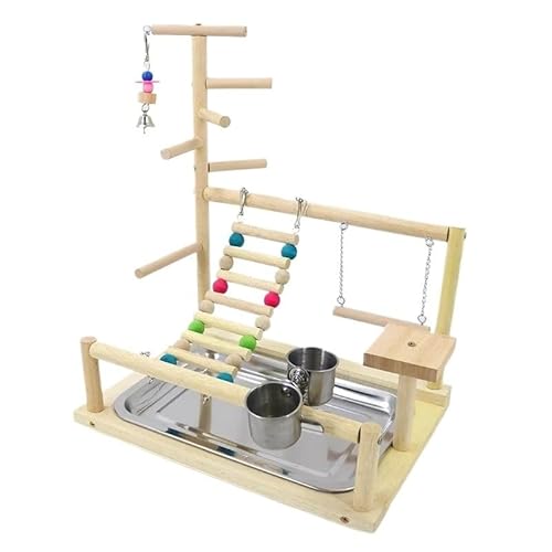 Papageiensitzstange aus Holz, Sittichsitzstange, kleines Papageienspiel, einfaches Papageienspielgestell, Vogelspiel-Fitnessstudio, Spielzeug for kleine und mittelgroße Papageien, Nymphensittiche, Blu von AD-BCrbgen