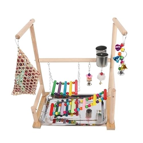 Papageiensitzstange aus Holz, Sittichsitzstange, kleines Papageienspiel, einfaches Papageienspielgestell, Vogelspiel-Fitnessstudio, Spielzeug for kleine und mittelgroße Papageien, Nymphensittiche, Blu von AD-BCrbgen