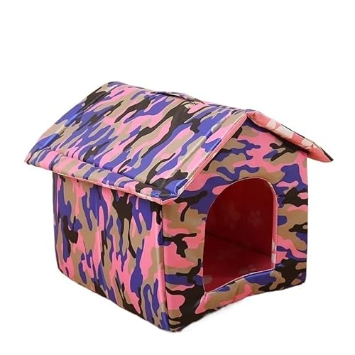 Tragbare Hundehütte, Haustierzaun-Schlupfhütte for Haustiere, Welpen, Kätzchen, Kaninchen, Haustierkiste for den Innenbereich, Katzenkäfige for den Innenbereich(Camouflage Red,L (43X40X42)) von AD-BCrbgen