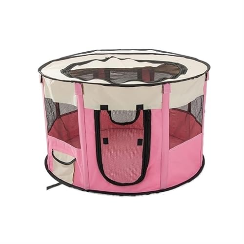 Tragbare Hundehütte, Haustierzaun-Schlupfhütte for Haustiere, Welpen, Kätzchen, Kaninchen, Haustierkiste for den Innenbereich, Katzenkäfige for den Innenbereich(Pink,110x110x60cm) von AD-BCrbgen